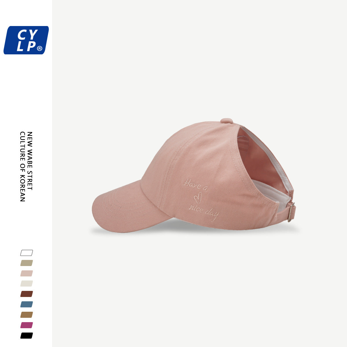 Wholesale College style love embroidery ponytail half-top hat